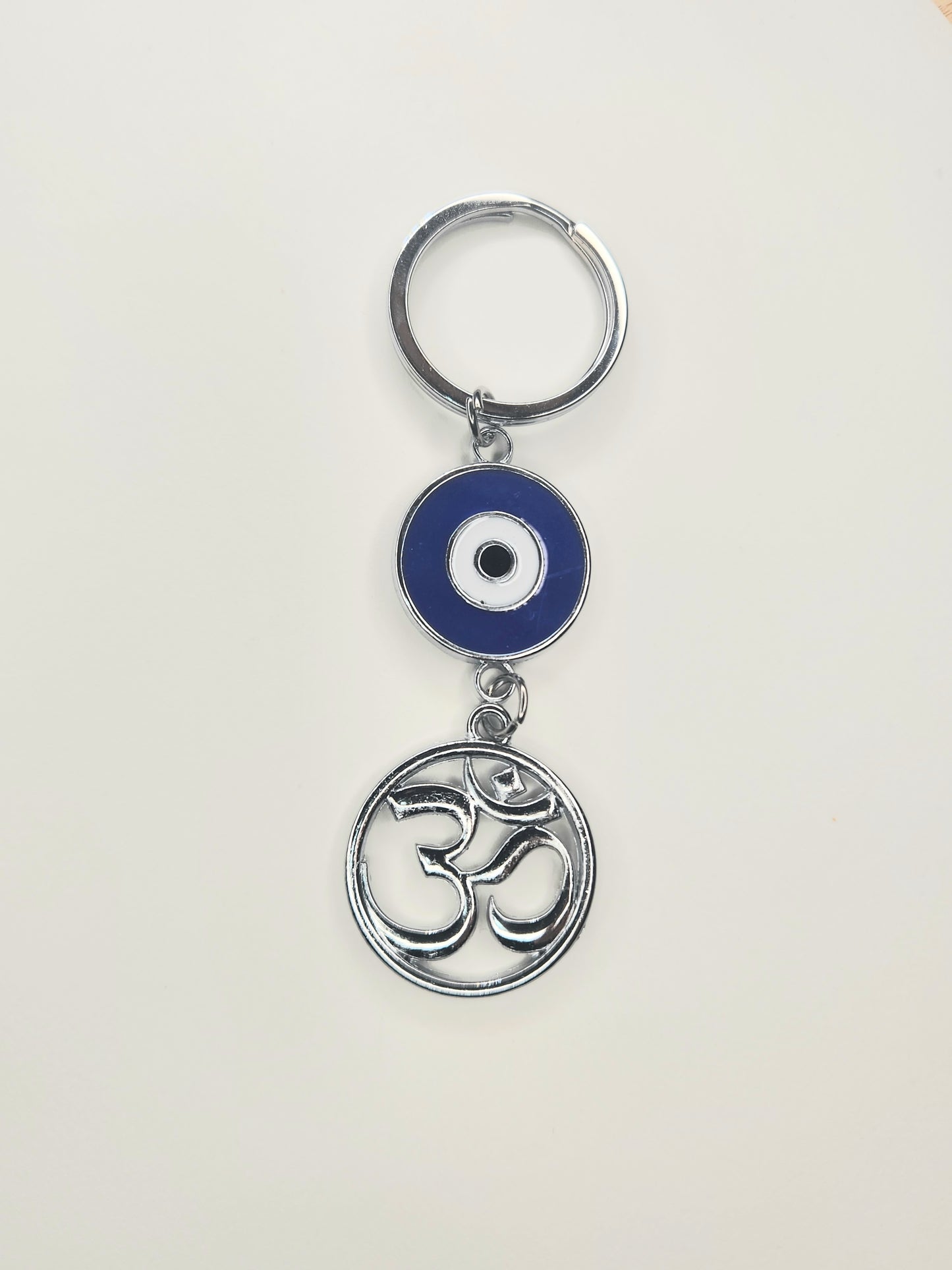 Round Evil eye Keychain (Silver Pendant)